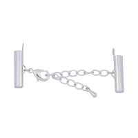 Slide Connector .79 in / 20 mm, Lobster Extension Clasp 2 in / 5.08 cm, Silver Plated Electrophoretic Coating (Set)