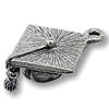 Graduation Cap Charm 18x17mm Pewter Antique Silver Plated (1-Pc)