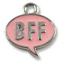 BFF Charm 15x13mm Pewter Antique Silver Plated (1-Pc)