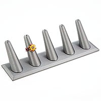 Five Ring Finger Jewelry Display - Steel Gray