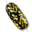 Hand Painted Glass Tube Bead 23mm x 11mm Yellow (2-Pcs)