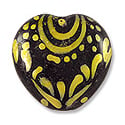 Hand Painted Glass Bead Heart 20mm Yellow (1-Pc)