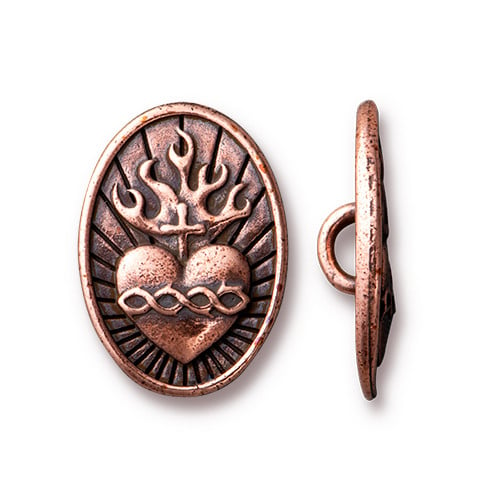 TierraCast Sacred Heart Button Antiqued Copper Plate