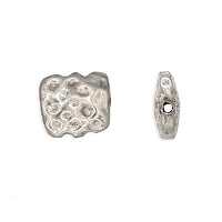 Square Dimple 11mm Silver Color Base Metal Beads (1-Pc)