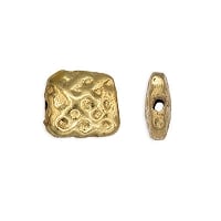 Square Dimple 11mm Gold Color Base Metal Beads (1-Pc)