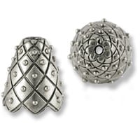 Crosshatched End Cap 14x17mm Pewter Antique Silver Plated (1-Pc)
