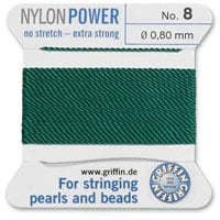 #8 Green Griffin Nylon Bead Cord (2 Meters)