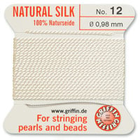 #12 White Griffin Silk Bead Cord (2 Meters)