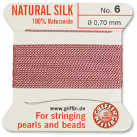 #6 Dark Pink Griffin Silk Bead Cord (2 Meters)