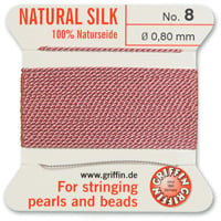 #8 Dark Pink Griffin Silk Bead Cord (2 Meters)