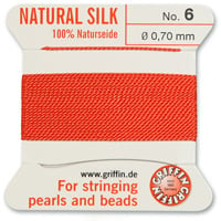 #6 Coral Griffin Silk Bead Cord (2 Meters)