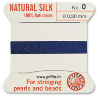 #0 Dark Blue Griffin Silk Bead Cord (2 Meters)