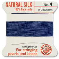 #4 Dark Blue Griffin Silk Bead Cord (2 Meters)