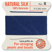 #8 Dark Blue Griffin Silk Bead Cord (2 Meters)