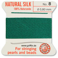 #8 Green Griffin Silk Bead Cord (2 Meters)