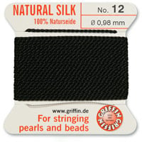 #12 Black Griffin Silk Bead Cord (2 Meters)
