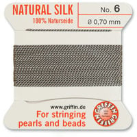#6 Grey Griffin Silk Bead Cord (2 Meters)