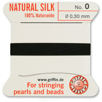 #0 Black Griffin Silk Bead Cord (2 Meters)