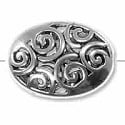 Filigree Puffed Oval Bead 19x14mm Pewter Antique Silver Plated (1-Pc)