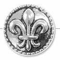 Fleur de Lis Bead 16mm Pewter Antique Silver Plated (1-Pc)