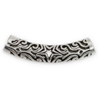  39x7mm Large Hole Pewter Curved Tube Bead (1-Pc)