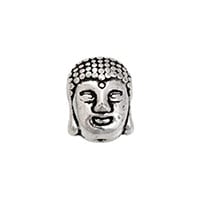 Buddha Head Bead 11x9mm Pewter Antique Silver Plated (1-Pc)
