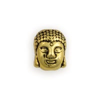 Buddha Head Bead 11x9mm Pewter Antique Gold Plated (1-Pc) 