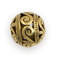 14mm Gold Plated Pewter Scroll Bali Style Bead (1-Pc)