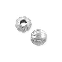 Corrugated Round Bead 3mm Silver Plated (10-Pcs)