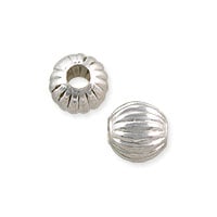 Corrugated Round Bead 4mm Silver Plated (10-Pcs)