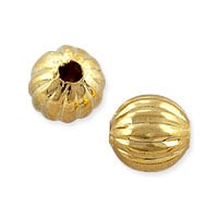 Corrugated Round Bead 6mm Gold Plated (10-Pcs)