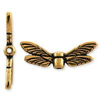 TierraCast Dragonfly Wings Bead 20x7mm Pewter Antique Gold Plated (1-Pc)