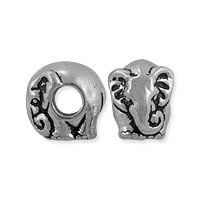 TierraCast Large Hole Elephant Bead 12x10mm Pewter Antique Silver Plated (1-Pc)