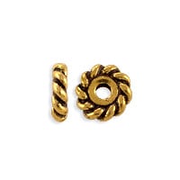 TierraCast Twisted Spacer Bead 6x2mm Pewter Antique Gold Plated (1-Pc)