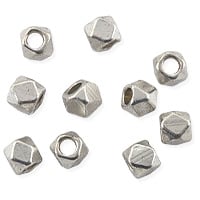 Faceted Cube Beads 4x4mm Bright Nickel Silver (10-Pcs)