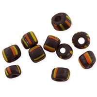 Ghana Gooseberry Glass Beads 5-6mm Black/Orange/Yellow
