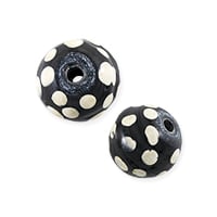 African Skunk Beads 12mm Black with White Spots (1-Pc)