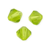 VALUED Faceted Bicone 6mm Peridot Crystal Beads (11