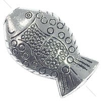 Big Fish Bead 27x17mm Pewter Antique Silver Plated (1-Pc)