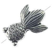 Bubble Eye Goldfish Bead 15x11mm Pewter Antique Silver Plated (1-Pc)