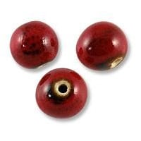 Red Porcelain Beads Round 12mm (3-Pcs)