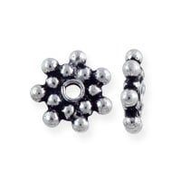Bali Style Double Heishi Bead 7x1.5mm Sterling Silver (1-Pc)