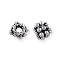 Bali Style Stacked Flower Bead 5mm Sterling Silver (1-Pc)