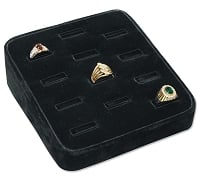 Black Ring Jewelry Display Tray - 12 Rings