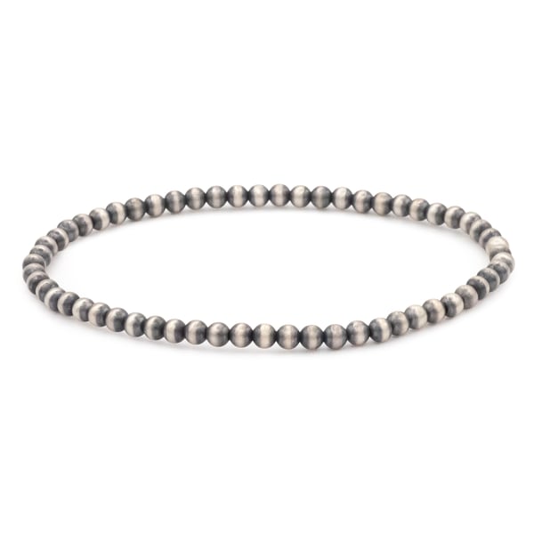 Sterling Silver Navajo Pearl Stretchy Bracelet with 3mm Beads