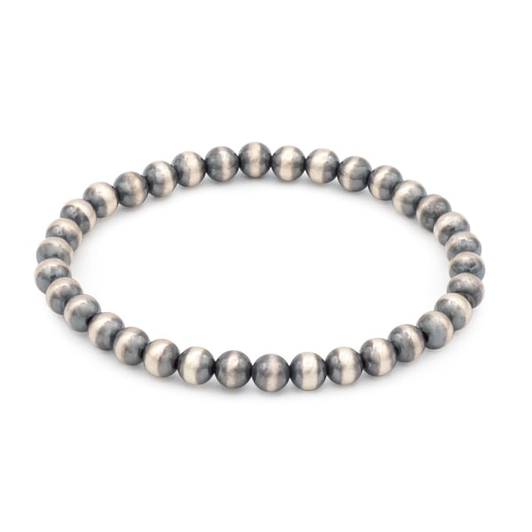 Sterling Silver Navajo Pearl Stretchy Bracelet with 5mm Beads