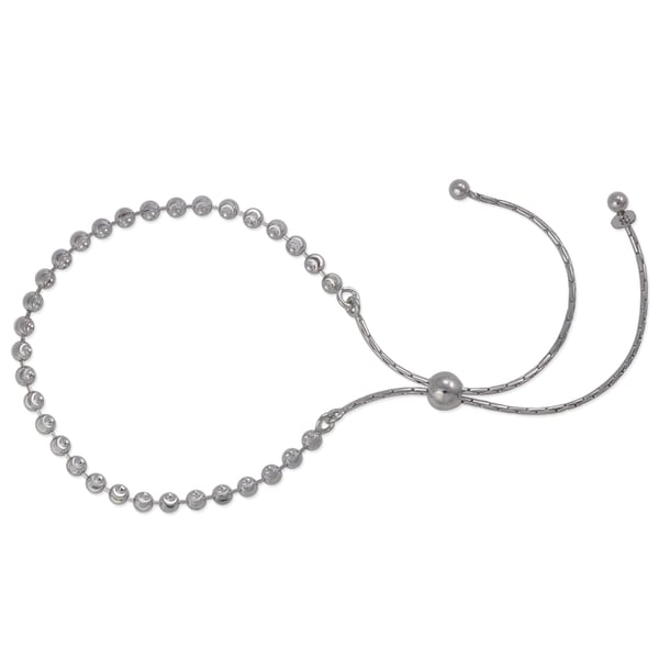 9" Sterling Silver Adjustable 3mm Moon Bead Bracelet