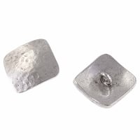 Textured 16mm Square Button Silver