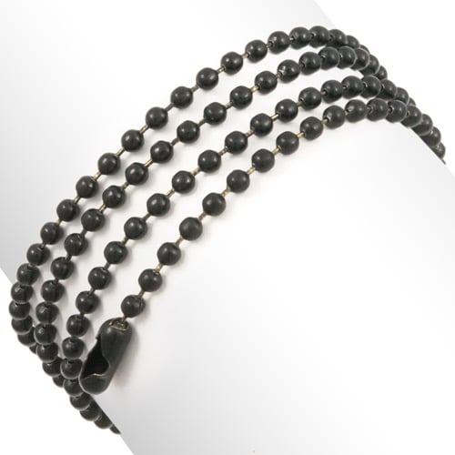 TierraCast Ball Chain 2.4mm with Connector Surgical Stainless Steel Black Plated (30" Length)