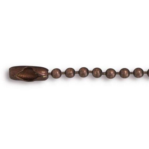 TierraCast Ball Chain 2.4mm with Connector Surgical Stainless Steel Antique Copper Plated (30" Length)